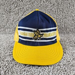 Vintage Georgia Tech Yellow Jackets Hat Cap Trucker Mesh Snap Back 80s USA Mens